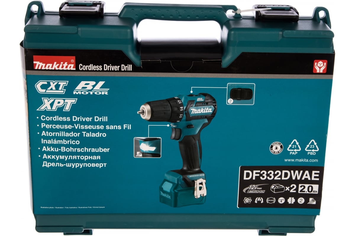 Аккумуляторная дрель-шуруповерт Makita CXT DF332DWAE