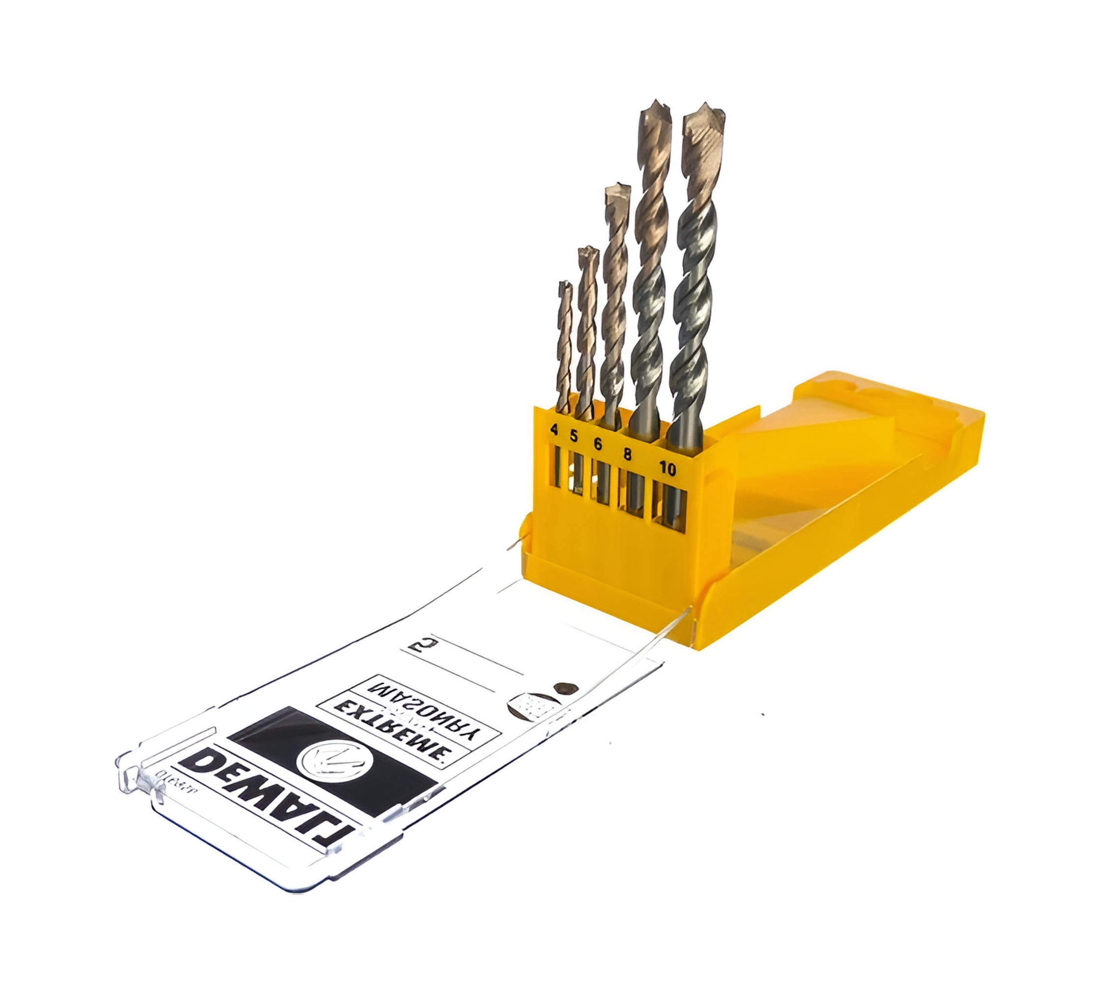Набор сверл по бетону 5 шт. (D 4,5,6,8,10 мм) DEWALT